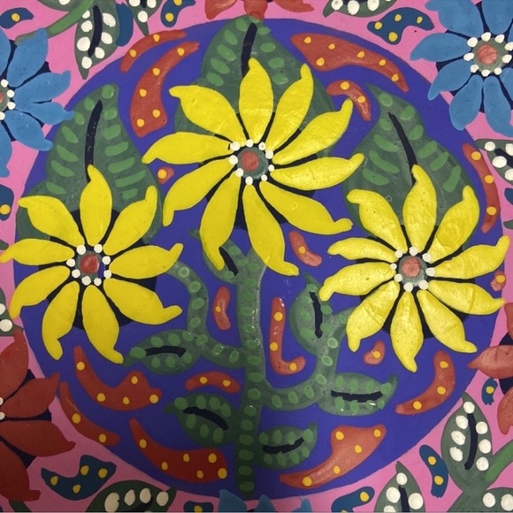 Hand Painted Pottery Wall Decor Floral Polka Dot Multi-Color - Picture 8 of 8